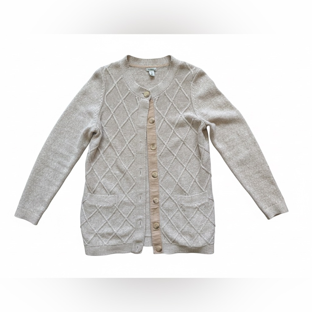 L.L. Bean Button Down Knit Fisherman Cardigan Tan Size Med Cozy Soft